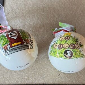 Festive 'Go Noles' Holiday Ornaments - White and Green